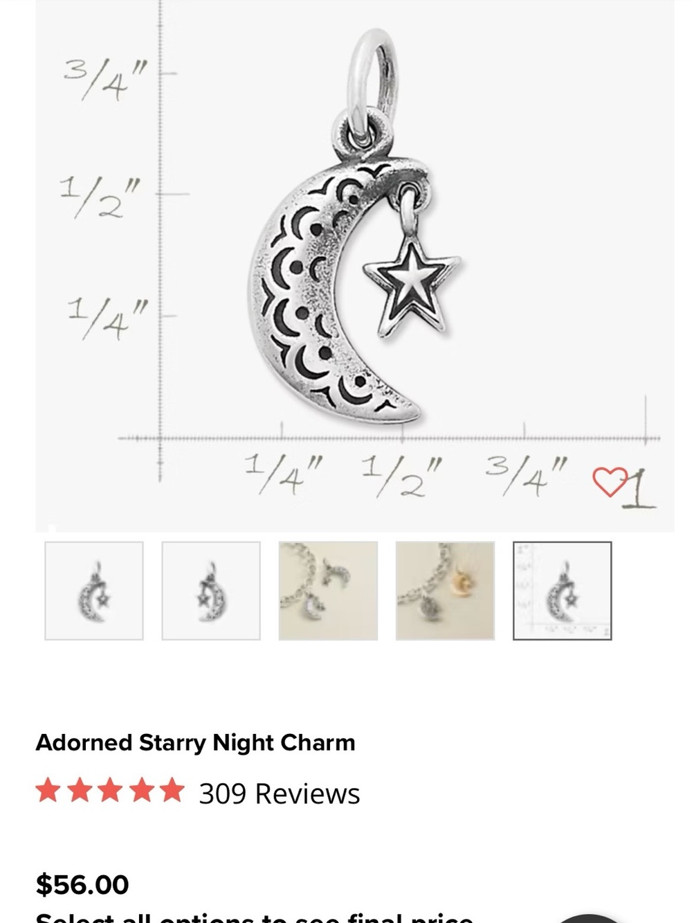 James Avery Silver Moon with Dangling Star Charm - Silver - Picture 4 of 6
